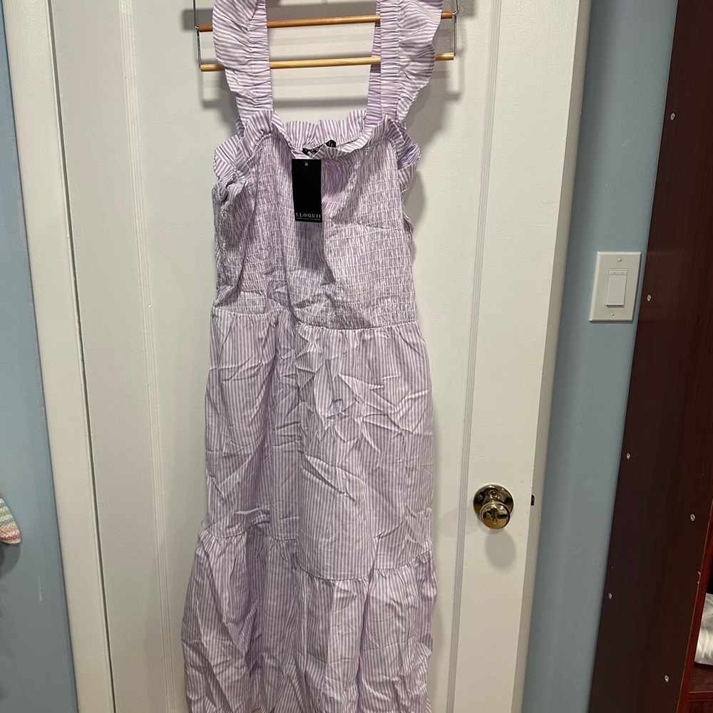 Purple Striped Sleeveless Dress